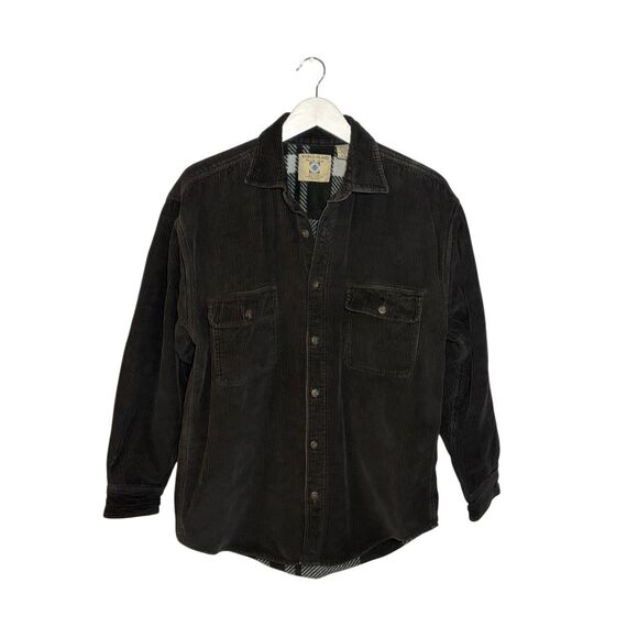 World Island fleece lined charcoal gray corduroy shirt jacket - M - Picture 1 of 6